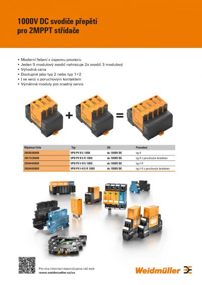 Katalog Weidmüller - svodiče pro 2MPPT střídače